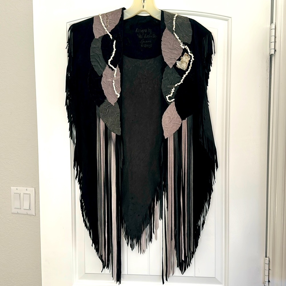 Pat Dahnke - Western - Suede & Natural Stone Fringed Collar - Black & Gray